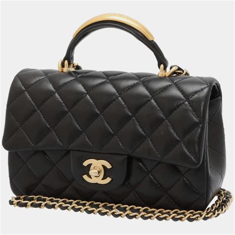 chanel small flap bag with top handle black|chanel mini flap bag with top handle.